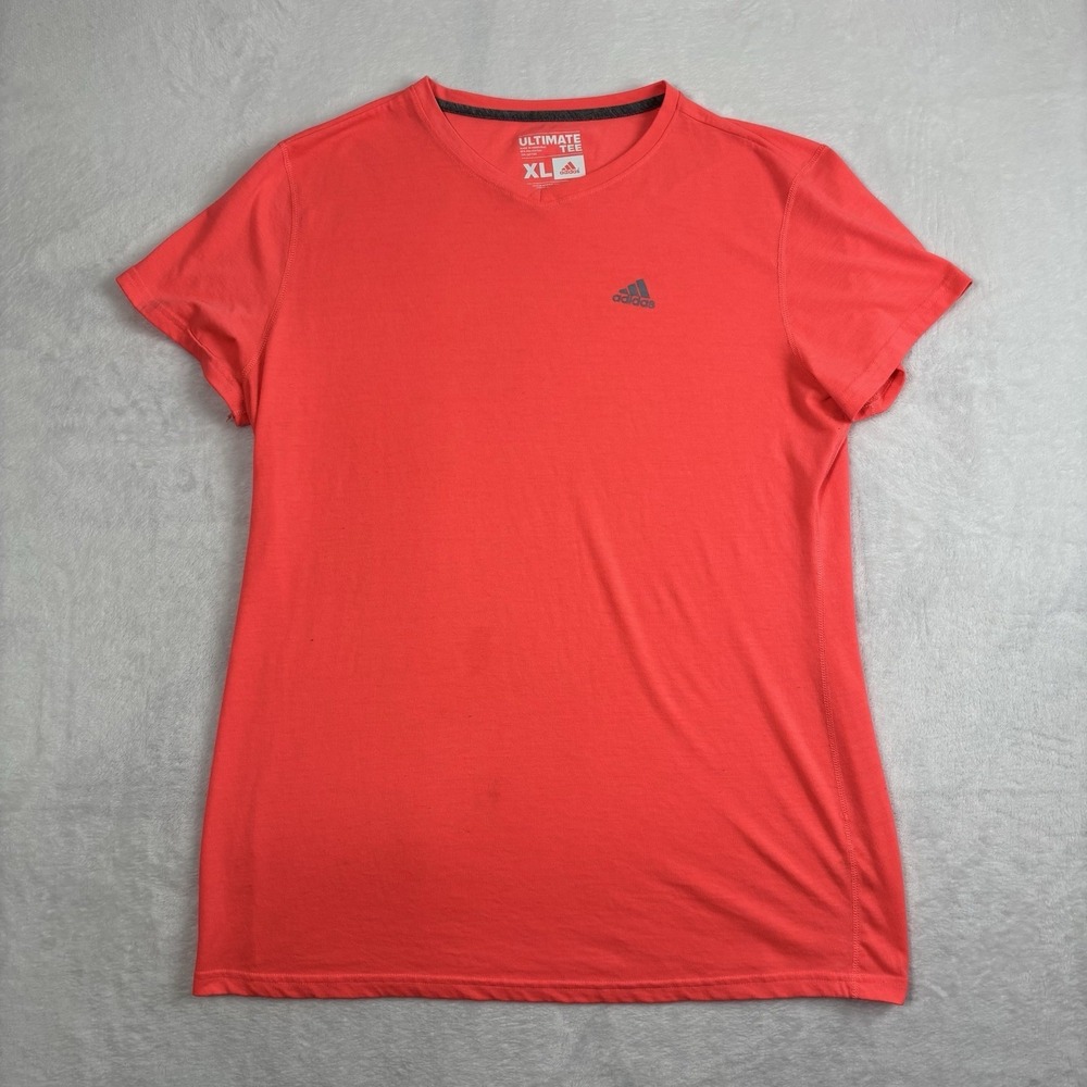 Adidas Ultimate Tee Orange V-Neck Shirt Men's XL Active Top Tight